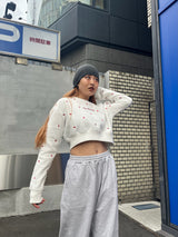 random heart cropped sweat