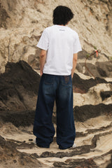 wide tuck denim pants