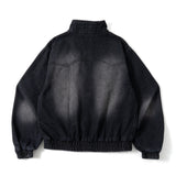 stand neck over dye denim blouson