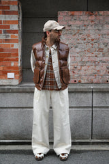 western faux leather down vest