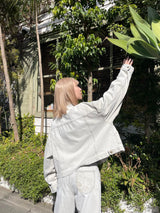 curve stitch denim blouson