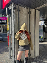 心臟徽標拉鍊連帽衫