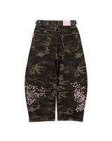 Sakura Embroidered Slub Denim Buggy Pants
