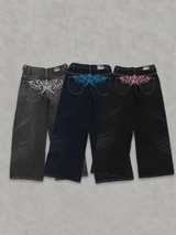 Tribal Logo Straight Denim Pants