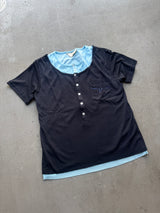 2-Layered Henley Rhinestone Tee
