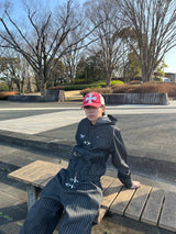 消防士のストライプバギーデニム