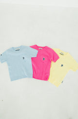 MSB 패치 로고 케이블 니트 탑