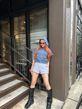 short sleeve zip hoodie