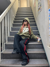 心臟徽標拉鍊連帽衫