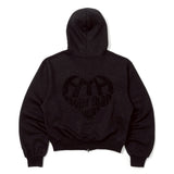 glitter heart logo zip hoodie