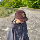 B logo patch corduroy cap