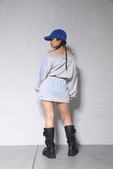 이중 무릎 미니 스커트