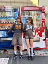 Switched denim shorts