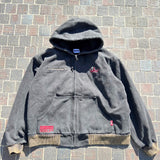 國王徽標復古連帽工作夾克