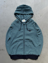 Striped rib knit zip hoodie