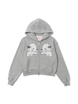 Lace twins logo zip hoodie