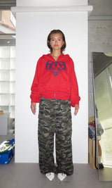 heart logo damage zip hoodie