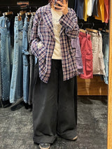 チェック柄のテーラードジャケット