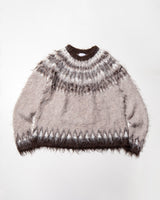 Wool Mix Over Shaggy Nordic Sweater