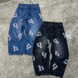 H flower logo denim