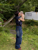 rainbow damage denim