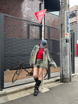 Switched denim zip blouson