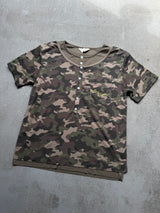 2-Layered Henley Rhinestone Tee