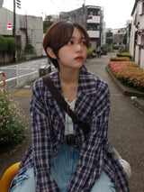 チェック柄のテーラードジャケット