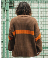 ビッグシルエット畔編みニットプルオーバー