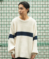 ビッグシルエット畔編みニットプルオーバー