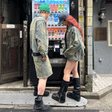 Switched denim zip blouson