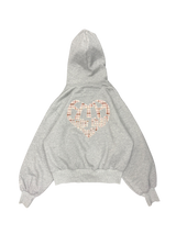 check pattern heart logo hoodie