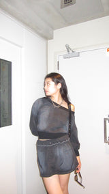 이중 무릎 미니 스커트