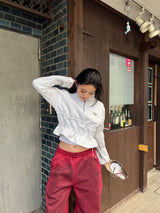 Draw cord half zip sweat