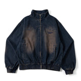 stand neck over dye denim blouson