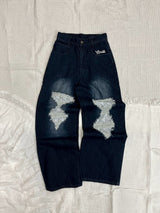 Lace docking damage denim 【yung】
