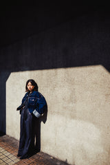 내면의 평화 지퍼 데님 재킷