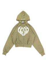 心臟徽標拉鍊連帽衫