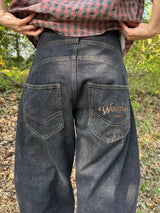 復古風格側縫氣球牛仔褲