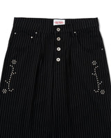 Flower studs stripe slacks
