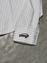 Original tie & over button stripe shirt