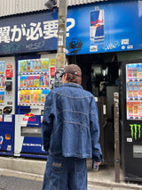 Switched denim zip blouson