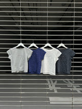 라인스톤 크롭 티