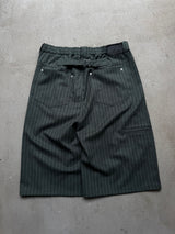 Wide-Pleated Striped Shorts