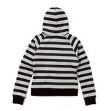 Cross Patch Striped Zip Hoodie