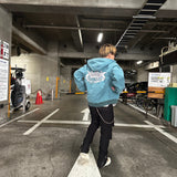 國王徽標復古連帽工作夾克