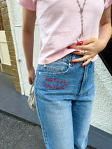 STITCH LOGO STRAIGHT DENIM PANTS