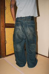 Vintage processed super wide baggy denim