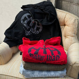 heart logo damage zip hoodie