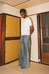 Vintage processed super wide baggy denim